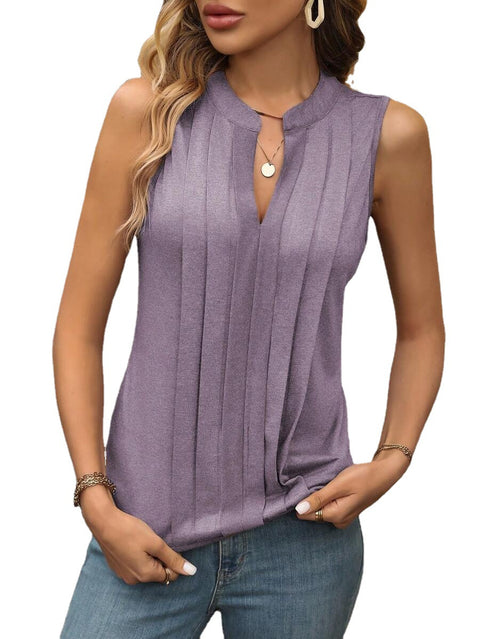 Mode Temperament elegante plissierte V-Ausschnitt Weste Damen Top T m300879 
