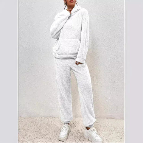 Kapuzen-Langarm-Aufklebertasche, Freizeithose, zweiteiliges Set für Zuhause, m300437 