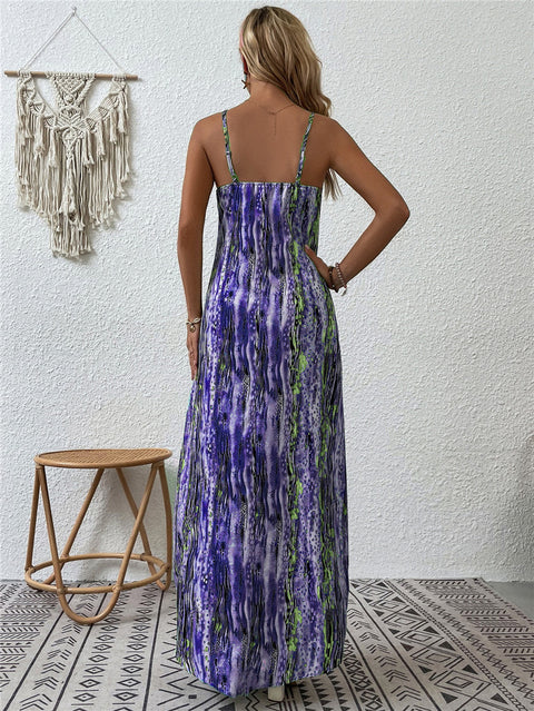 Robe à bretelles taille moyenne à imprimé tendance m300016 