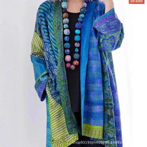 independent stations Amazon popular spot loose ethnic style large size long sleeve printed cardigan m301647