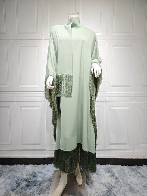 Damen Fledermausärmel Quaste High Fashion Kleid Partykleid m301183 