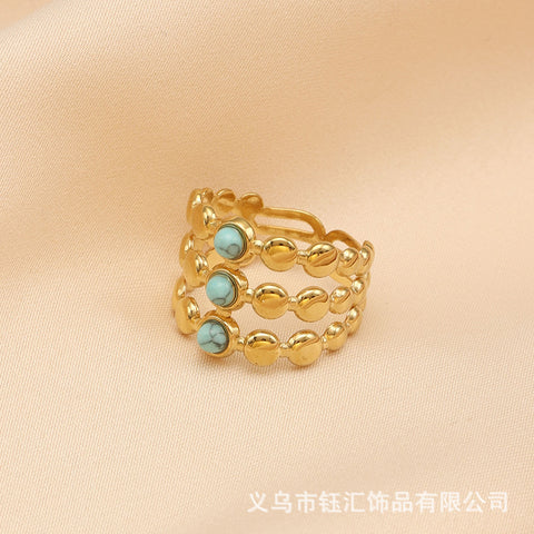 Bague de luxe légère en acier titane plaqué or, résistante à la décoloration, m3331184