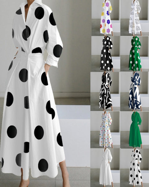 Robe imprimée à manches longues et col en V M300331 