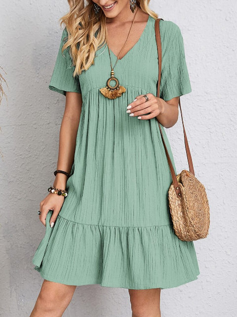 Sommer lose beiläufige Kurzarm-Taille elegantes Kleid m300029 