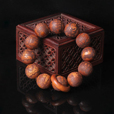 Bracelet en perles naturelles de Bouddha Huanghuali vietnamiennes, bracelet en bois de rose et lotus, bracelet en bois parfumé Wenwan m3331302