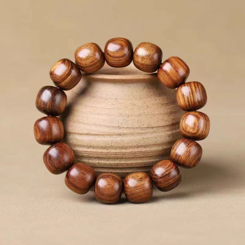 Bracelet en perles naturelles de Bouddha Huanghuali vietnamiennes, bracelet en bois de rose et lotus, bracelet en bois parfumé Wenwan m3331302