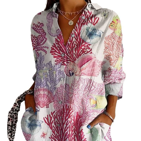 Sommertrend Langarmshirt Blumenmuster Druck 3D Shirt m301226 
