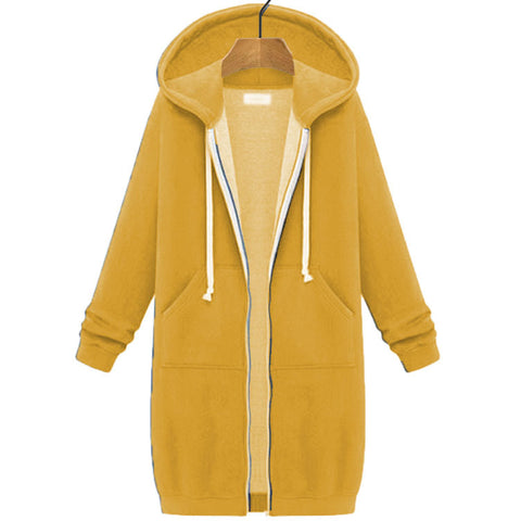 Hooded long-sleeved medium and long sweater fleece shirt long jacket m301588