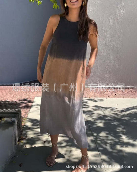Women's dress AliExpress loose sleeveless printed vest long dress dress m302053