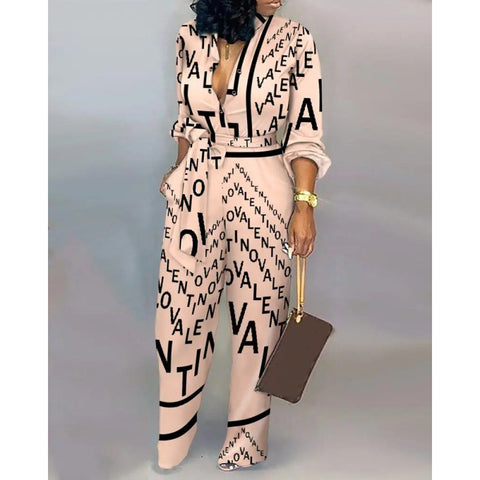 Lockerer Jumpsuit in Übergröße mit hoher Taille, lässiger Jumpsuit mit geradem Bein, Euro M300189 