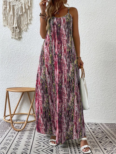 Robe à bretelles taille moyenne à imprimé tendance m300016 