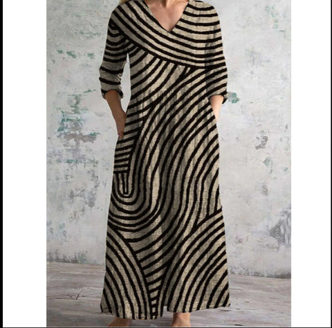 3D printing summer casual loose long-sleeved dress m301729