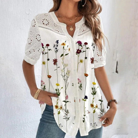 Chemisier à manches courtes et revers pour femme m300042 