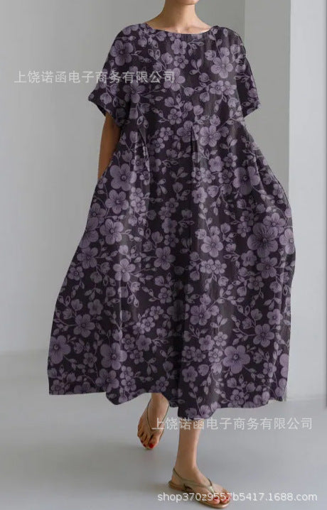 Lose neue retro floral lose frauen gedruckt lange kleid m300916 