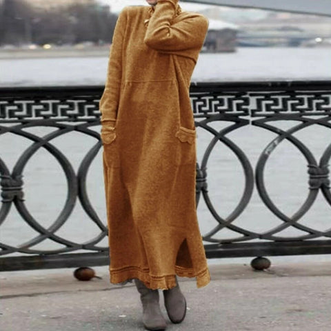Loose plus size knitted lace dress fleece sweater dress m302102