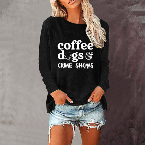 Lose rundhals außenhandel druck langarm frauen T-shirt top m300920 