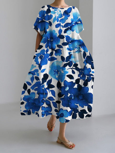 Linglong Leinen Kurzarm Damenkleid M300183 