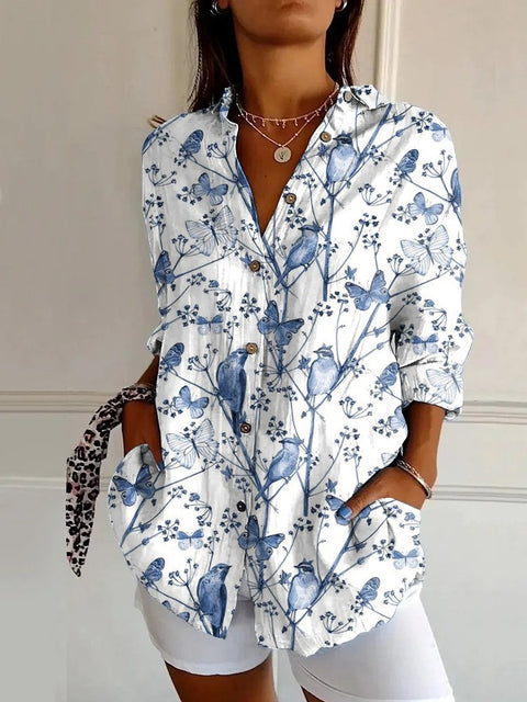 Sommertrend Langarmshirt Blumenmuster Druck 3D Shirt m301226 