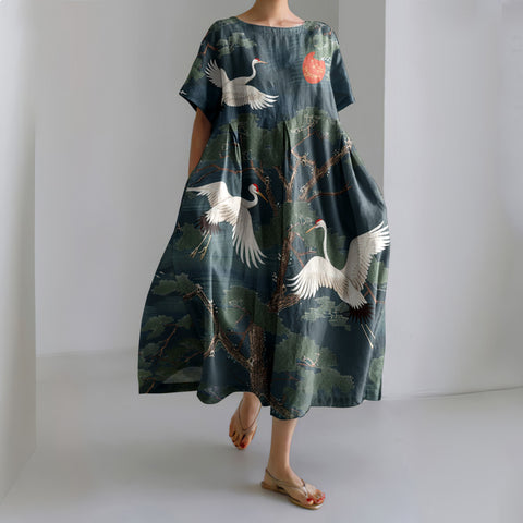 Lose neue retro floral lose frauen gedruckt lange kleid m300916 