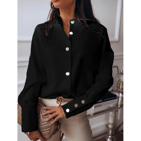 Long sleeve metal buckle shirt m303030