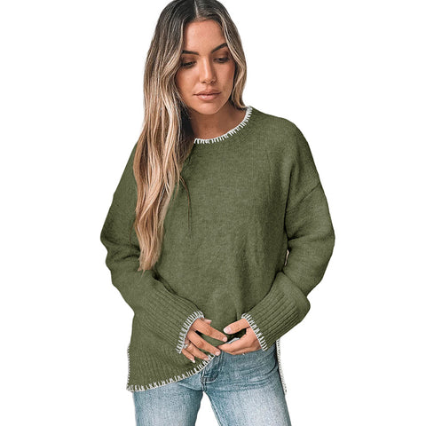 Pull en tricot tendance à col ras du cou pour femme m300629 