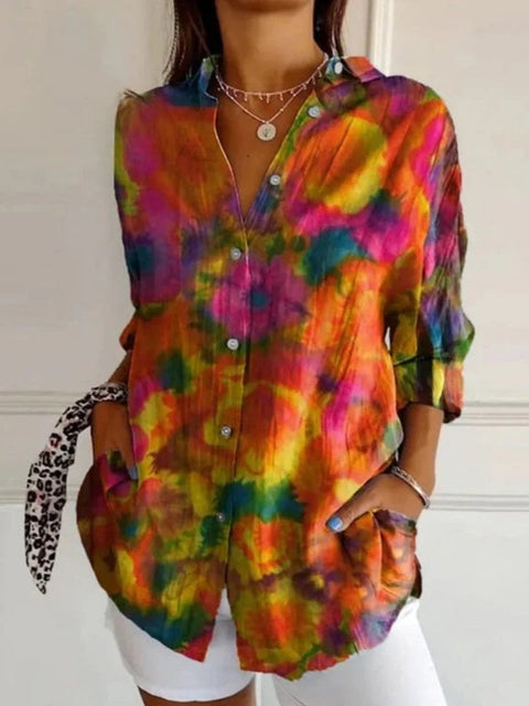 Sommertrend Langarmshirt Blumenmuster Druck 3D Shirt m301226 