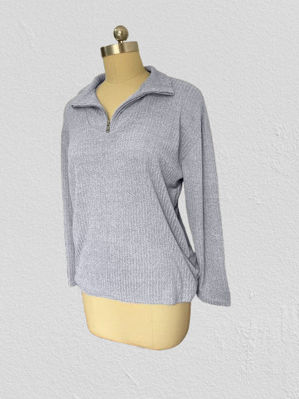 Pull zippé à manches longues en tricot pour femme m300389 