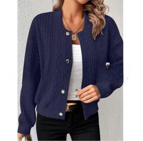 Herbst neues bequemes, lockeres Jacquard-Stehkragen-Einreiher-Oberteil-Baseballtrikot m300434 