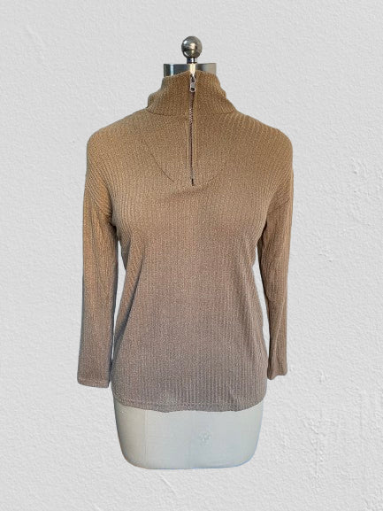 Pull zippé à manches longues en tricot pour femme m300389 