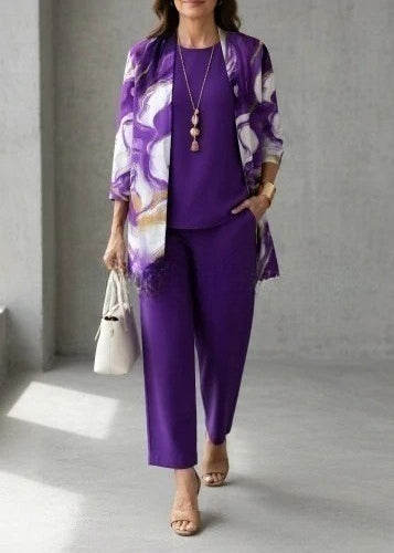 3D printed 3-piece cardigan + vest + trousers fashionable wear m302849