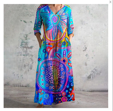 Robe ample décontractée d'été pour femme, imprimée en 3D, style urbain, m301037