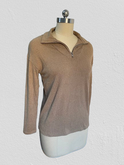 Pull zippé à manches longues en tricot pour femme m300389 