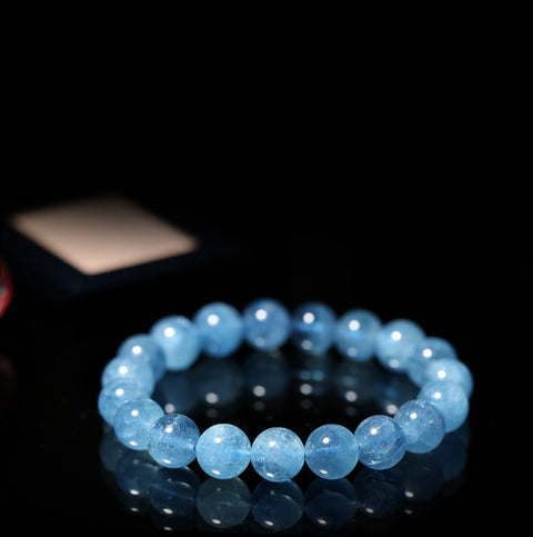 Natürliches brasilianisches Aquamarin-Armband mit Einzelkreis-Eiskristall-Armband, Schmuck m3331240