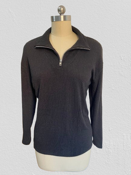 Pull zippé à manches longues en tricot pour femme m300389 