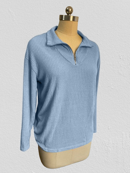 Pull zippé à manches longues en tricot pour femme m300389 