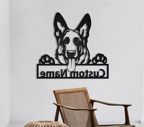 Kunstwerk Anhänger Schäferhund Kunst Silhouette Wand m3330881