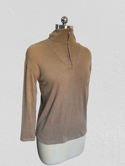 Pull zippé à manches longues en tricot pour femme m300389 