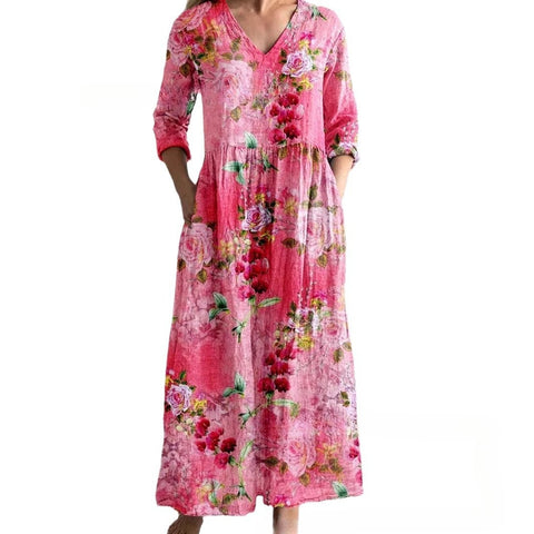 3D printing summer casual loose long-sleeved dress m301729