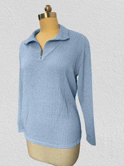 Pull zippé à manches longues en tricot pour femme m300389 