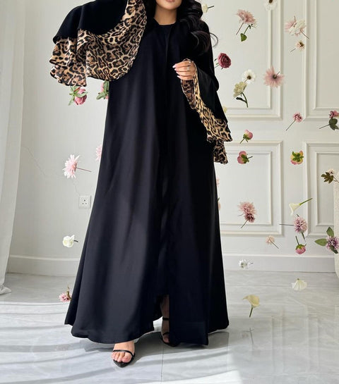 Neues Kleid mit Leopardenmuster, langer Rock, Strickjacke, M301185 