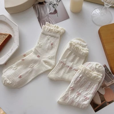 Chaussettes en dentelle blanche, chaussettes mi-longues pour enfants m1915010461 