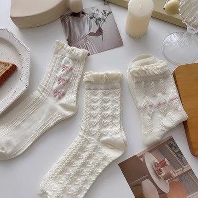 Chaussettes en dentelle blanche, chaussettes mi-longues pour enfants m1915010461 