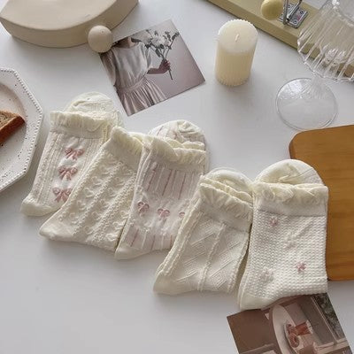 Chaussettes en dentelle blanche, chaussettes mi-longues pour enfants m1915010461 
