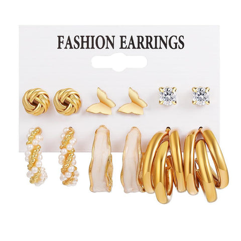 Multi layer geometric circle butterfly heart earrings m1915010502