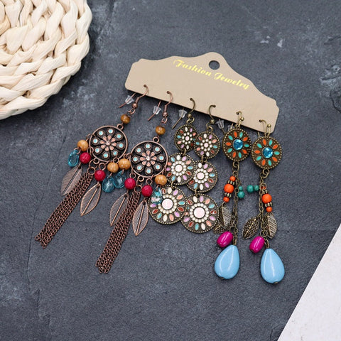 Boucles d'oreilles longues style ethnique bohème m1915010447