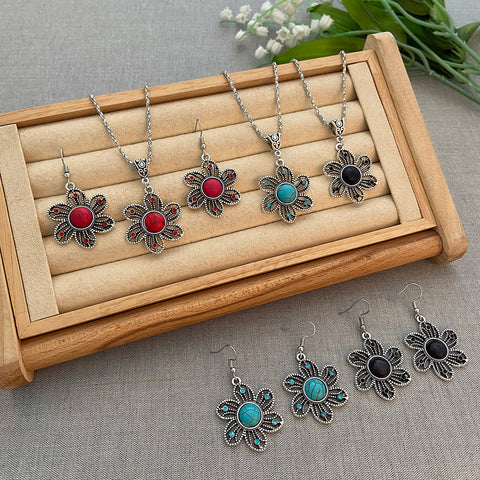 Retro-Sonnenblumen-Türkis-Set m1915010646