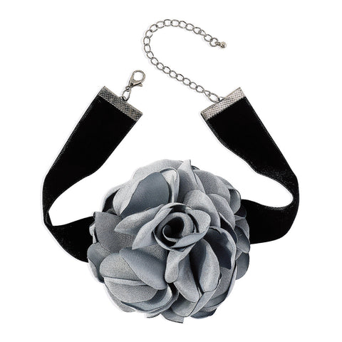 Geometrisches Halsketten-Armband, elegante und romantische Halskette aus Stoff mit Rosenbeflockung m1915010513