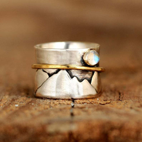 creative retro color separation valley gold ring moonlight stone ring jewelry m1915010478