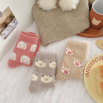Cartoon-Nerzwollsocken für Kinder im Herbst und Winter mit plüschverdickten, warmen, niedlichen Fellbodensocken m1915010440