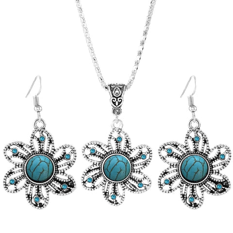 Retro-Sonnenblumen-Türkis-Set m1915010646